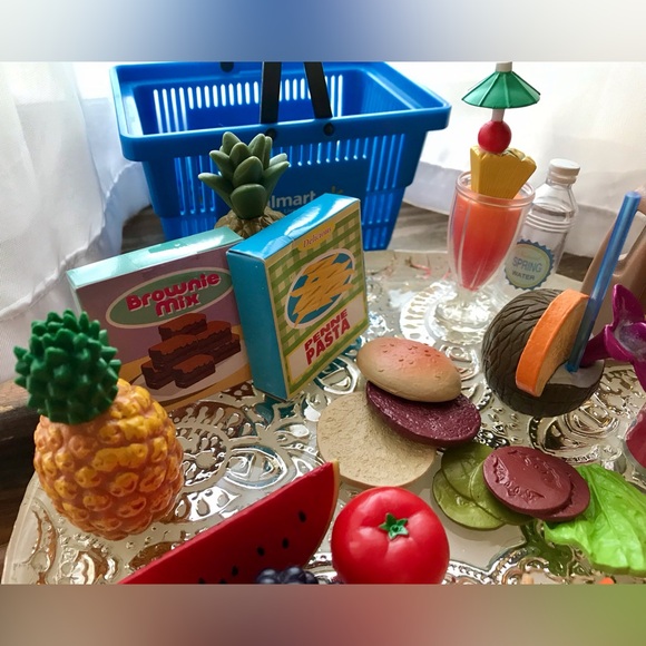 WALMART Mini Shopping Basket Hand Cart & Pretend Play Food American Doll Size - Picture 6 of 15